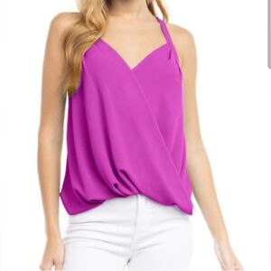 💟 Naked Zebra Overlap Tank Top Fushia Sleeveless Blouse Small